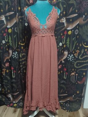 Free People Rust Adella Maxi Slip Dress